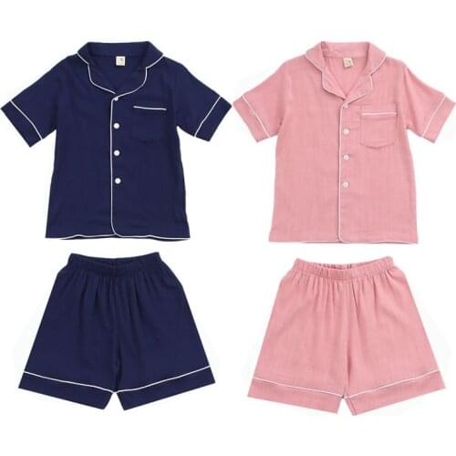 Kids Knit Cotton Pajama Set Girls Boys Home Wear Pyjamas Clothes Child Pijamas Infantil Sleepsuit Children Night Clothing