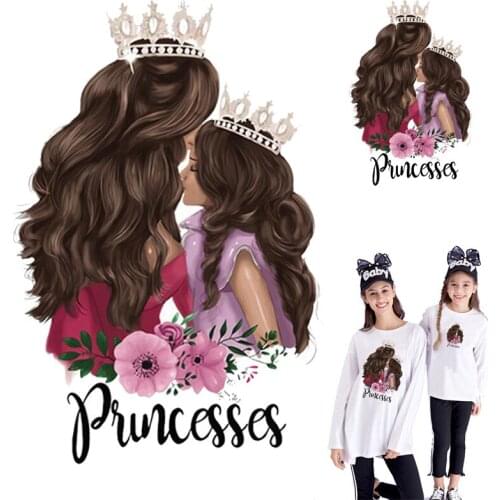 Mom Baby DIY Iron On Transfer Stickers Patches For Clothes Russian Girls Lady Vinyl Transfer Patches Stripes DIY Badge патчи