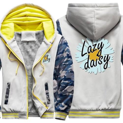 Lazy Daisy Print Camouflage Mens Raglan Thicken Jackets 2020 New Arrival Long Sleeve Mans Coats Fashion Casual Tracksuits Zipper