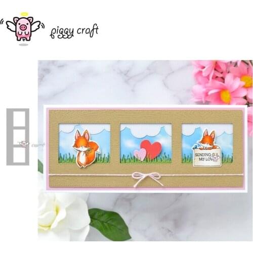 Piggy Craft metal cutting dies cut die mold Rectangle square photo frame Scrapbook paper craft knife mould blade punch stencils