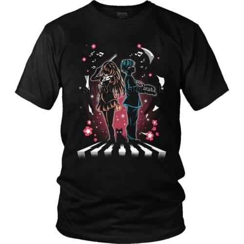 Male Your Lie In April T-Shirt Fashion Manga Shigatsu wa Kimi no Uso Tshirt Short Sleeve Hip Hop T Shirts Cotton Tee Tops Gift