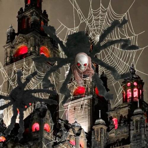 30-75cm Halloween Party Horror Giant Black Plush Skull Spider Halloween Decorations Props Kids Children Toys Haunted House Decor