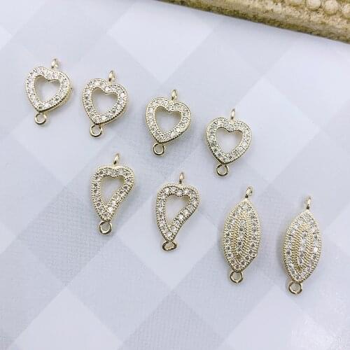 HAOSAW 4Pcs/Lot Choose/Rhinestone/Heart/Eye/Cooper Metal/Genuine Gold Plating Charm/Earring Jewelry/Hand Made