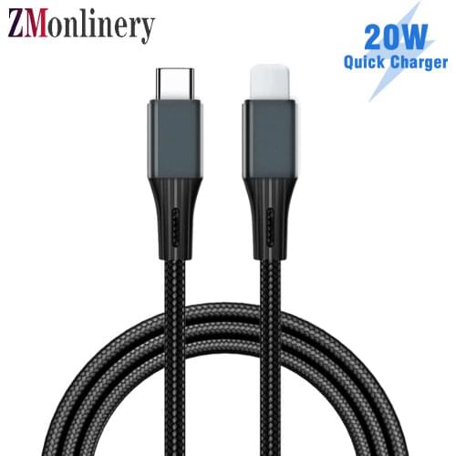 ZMonlinery 20W 3A PD USB Type C Cable for iPhone 12 11 Pro Xs Max Fast Charging Charger for MacBook iPad Pro Type-C Data Cord