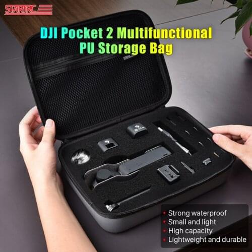 Pocket 2 Storage Bag Portable Case Waterproof Handheld Gimbal Carrying Case Spare Parts Storage Box PU For DJI Osmo Pocket 2