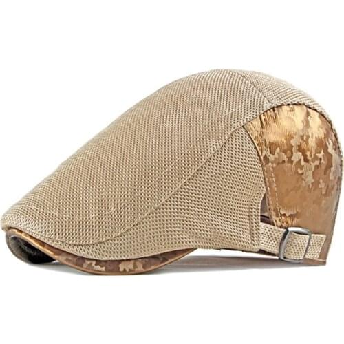 New Style Hollow Design Mens Beret Fashion Summer Women Mesh Cap Outdoor Adjustable Breathable Simple Design Pure Color Sun Hat