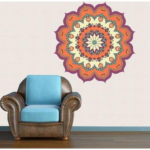 Colorful Mandala Flower Indian Bedroom Living Room Wall Stickers Decal Art Mural Home Removable Wall Decal TV Background Poster