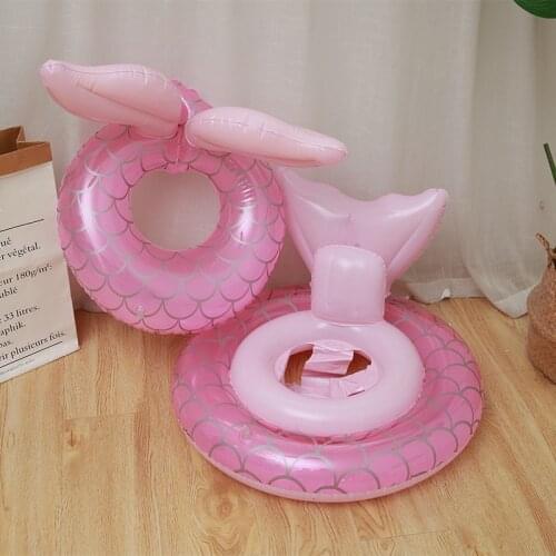 Summer Wading Sports Swimming Hot Spring Pink Mermaid Child Seat Swimming Ring Cute Baby Inflatable Toddler Swimming Ring