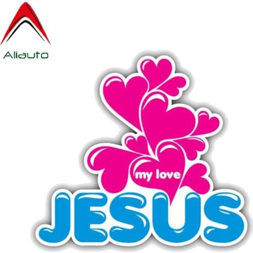 Aliauto Cartoon Jesus My Love Car Sticker PVC Decal for Bmw Audi Renault Opel Toyota Peugeot 307 206 ,13CM*11CM