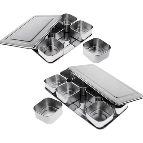 Stainless Steel Seasoning Containers Set Salt Pepper Sugar Spice Storage Jar