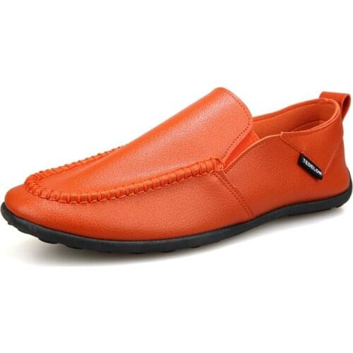 2021 New Mens Leather Shoes Fashion All-match Summer British Shoes Casual Mens Driving Peas Shoes Korean Waterproof