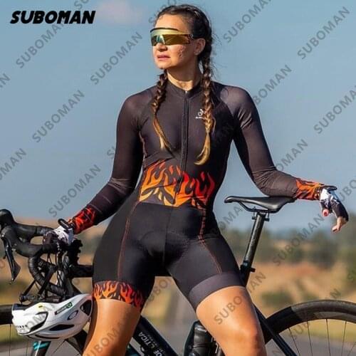 New 2021 suboman team Triathlon Temperament Womens long sleeve Mountain Bike quick-drying Parachute Suit Jumpsuit Cycling Suit