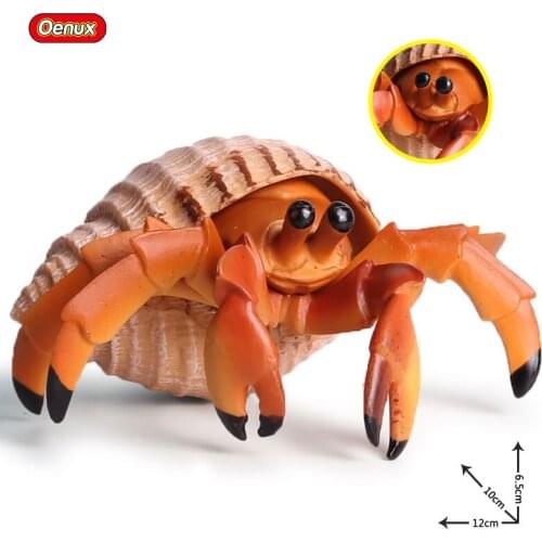 Oenux Ocean Animals Simulation Hermit Crab Sea Life Animal Model Figurines Crab Action Figures Collection Toys For Kids Gift