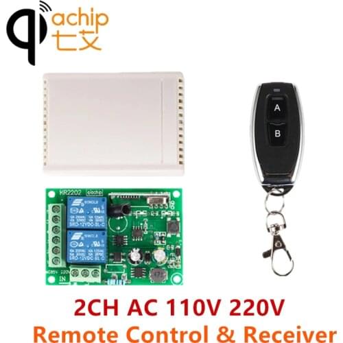 QIACHIP 2CH AC 110V 220V 433Mhz Wireless Remote Control Switch Relay Receiver & 2 CH Transmitter For Light Gate Car Garage Door