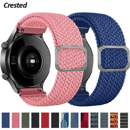 20mm 22mm watch strap for Samsung Galaxy watch 3/active 2/46mm/42mm/Gear S3 Adjustable Braided Solo Loop Huawei GT/2/2e/Pro band