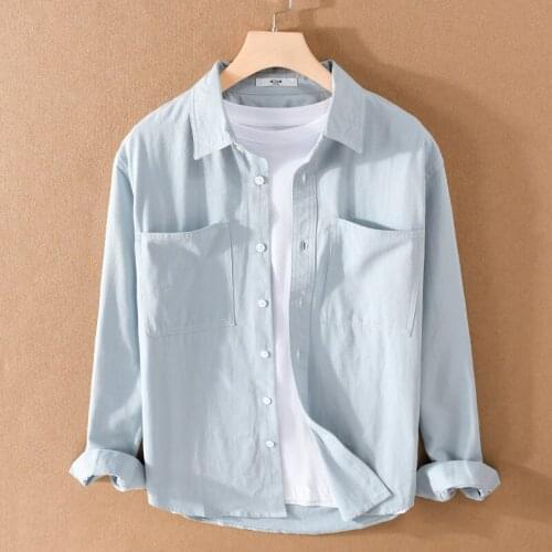 100% Cotton long-sleeved solid cotton shirts men brand casual fashion comfortable shirt for men tops camisa chemise