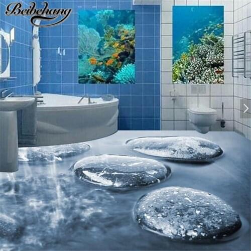 Beibehang Home decoration living room floor painting 3d self-adhesive cobblestone water stone bathroom 3d floor painting tiles