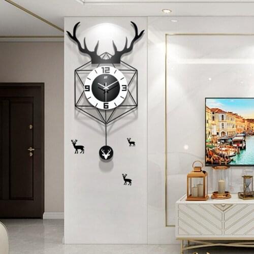Nordic deer head clock wall clock living room modern simple wall watch fashion creative home decoration clock