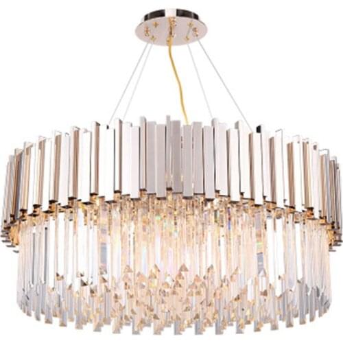 Modern round chrome crystal chandelier lighting in the living room dining room luxury lamp led silver chandeliers ceiling