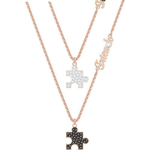 Trendy High 1:1 Swa Women Puzzle Necklace Sets For Chain Friendship Jewelry Choker White Black Hot