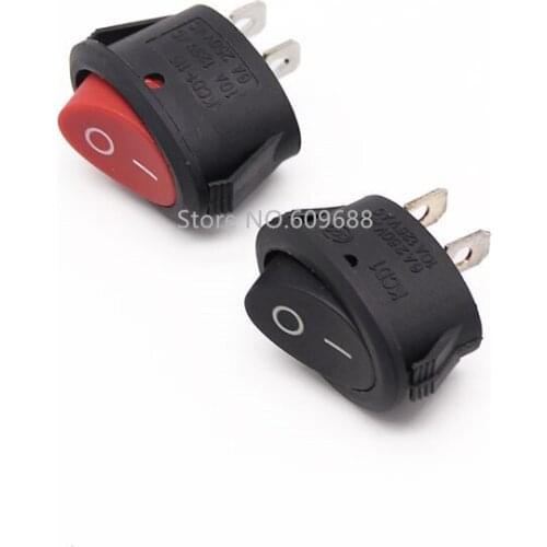 ON/OFF 6A250V 10A125V Red Button Rocker Switch 2 Pin Rocker Power Switch Push swtich KCD9-101 without light