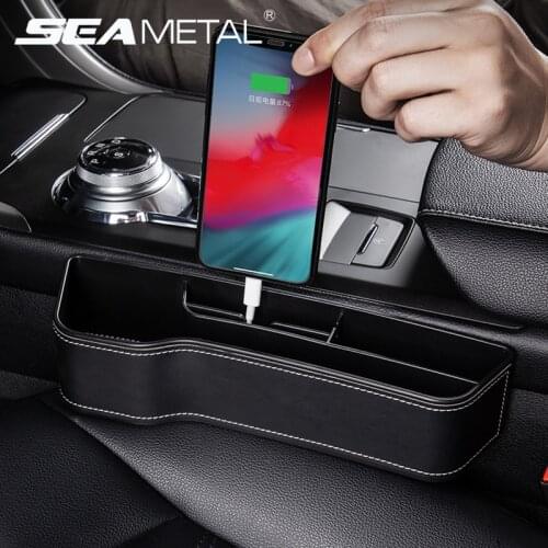 Luxury Car Seat Gap Box Interior Auto Seat Crevice Storage Universal PU Leather Organizer Box Seat Side Storage Pocket Accessory