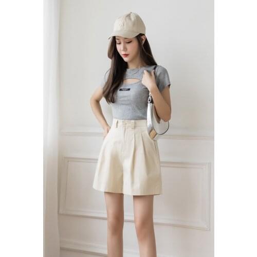 Woman Suit Shorts Solid A-line folds High Waist Wide Leg Short Pants Korean Women Plus Size Clothing 2021 woman shorts