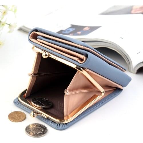 Wallet Women 2021 Lady Short Women Wallets Black Red Color Mini Money Purses Small Fold PU Leather Female Coin Purse Card Holder