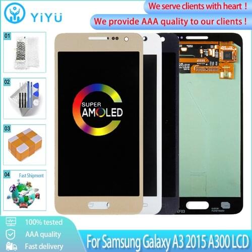 Super AMOLED For Samsung Galaxy A3 2015 A300 A300F A300M A300FU LCD Display With Touch Screen Digitizer Assembly Replacement