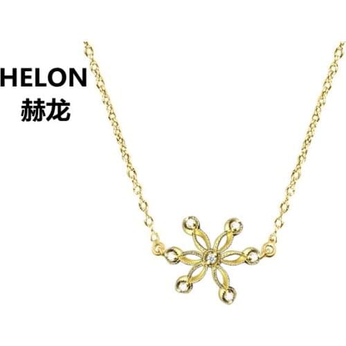 0.24ct SI/H Full Cut Natural Diamonds Pendant Necklace Solid 18k Yellow Gold Vintage Women Pendant Engagement Wedding Party Gift