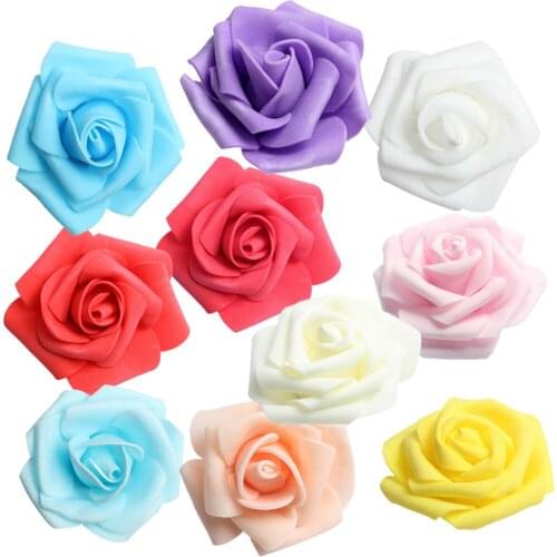 100 Pieces Foam Rose Flower Heads Artificial Roses Flower for Wedding Decoration 6cm