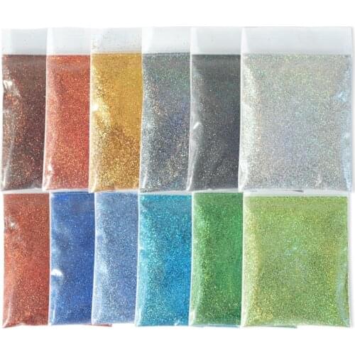 12 Colors Shiny Holographic Glitter Nail Powder Nail Art Decorations Chrome Pigment Powder Dust French Manicure Nail Accessories