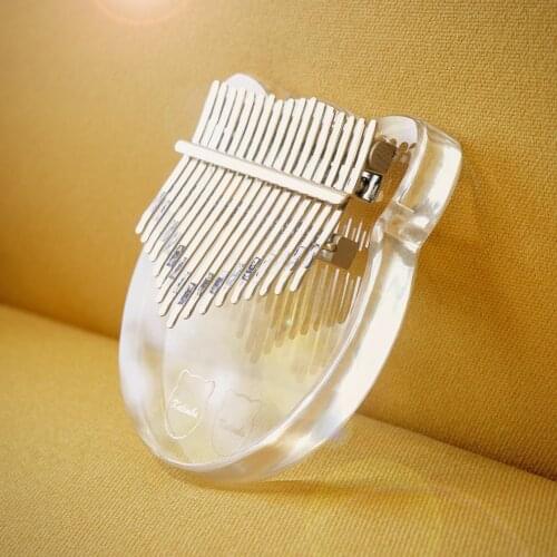 17 Key Kalimba Crystal Transparent Cat Face Shape Thumb Piano Mbira with Tuning Hammer for Beginner / Professional Performance