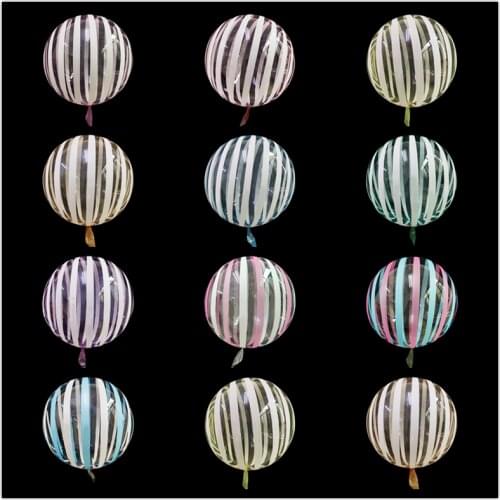 18 Inch Crystal Transparent Color Striped Blue White Pink Balloons for Birthday Wedding Holiday Party Decoration Bobo Balloons
