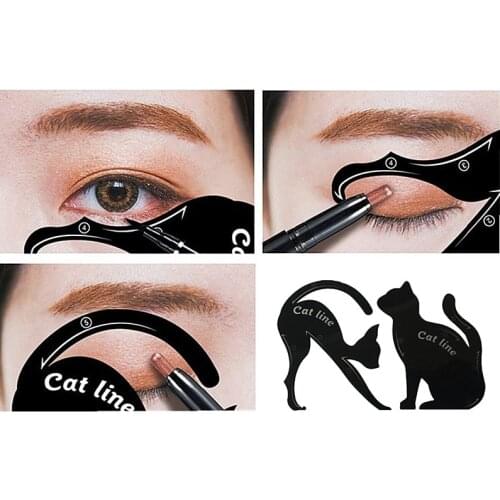 2pcs Cat Style Fast Easy Eyeliner Eyeshadow Makeup Stencil Multifunction Eyebrow Template Novice Eye Accessories Makeup Tool