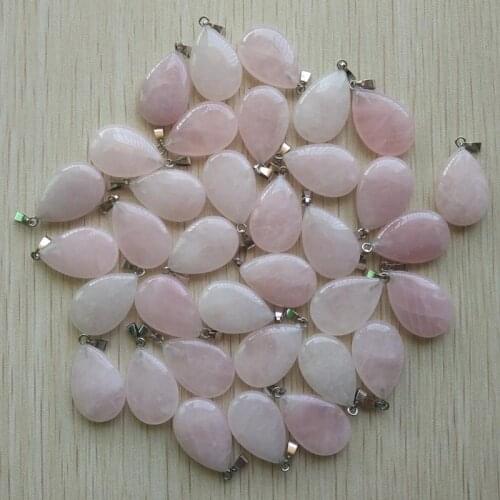 2018 Hot Sell High Quality Natural pink crystal stone water drop charms pendants fit necklace jewelry 50pcs/lot wholesale Free