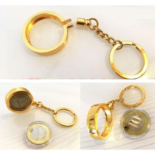 27mm/1.06" Holder Keyring Medallion or Chip Collection Souvenir Coin Pendant Keychain Fashion Jewelry