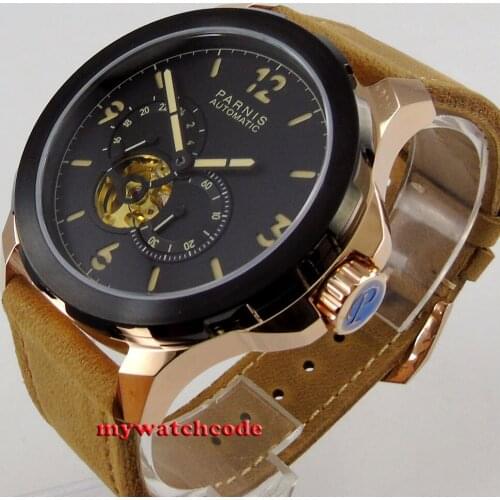 44mm Parnis black dial luminous marks Sapphire glass miyota Automatic Mens Watch