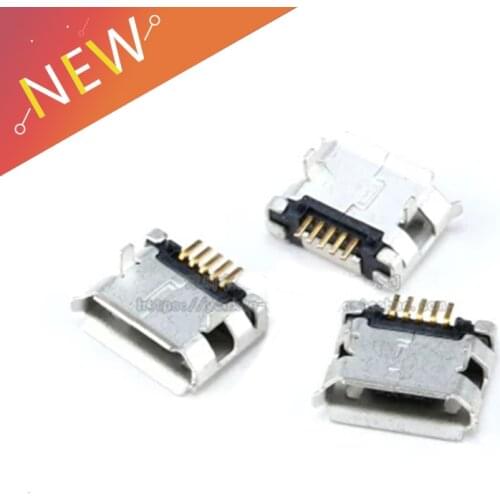 20pcs/lot 5 Pin SMT Socket Connector Micro USB Type B Female Placement SMD DIP Socket Connector