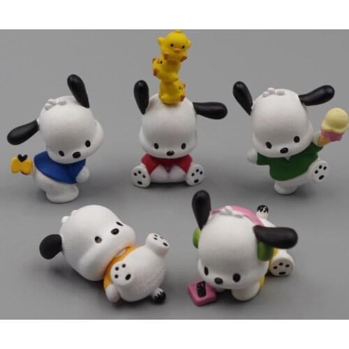 5PCS/lot 4CM Little white dog PACHA dog twisted doll DIY patch material micro landscape Keychain pendant doll accessories