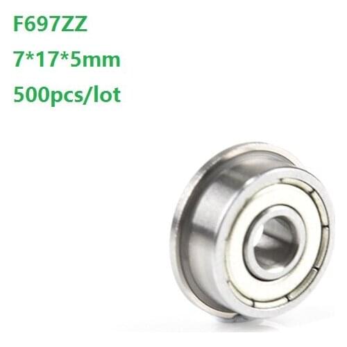 500pcs F697ZZ F697Z F697 Z ZZ F697-ZZ 7x17x5mm Metal cover Flange Deep Groove Ball Bearing Miniature mini 7*17*5mm