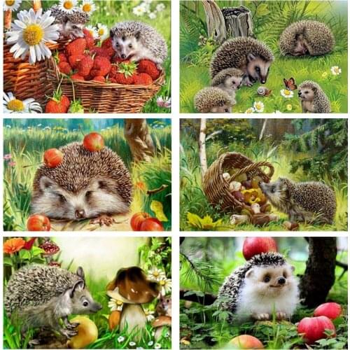 New DIY Diamond Painting 5D Mosaic Hedgehog Diamond Art Embroidery Animals Cross Stitch Rhinestones Bead Picture Kits Tool sales