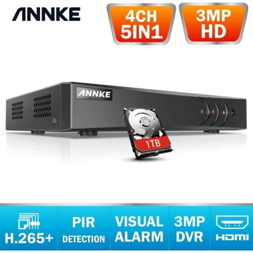 ANNKE 4CH 3MP 5in1 HD TVI CVI AHD IP Security DVR Recorder H.265 Digital Video Recorder With Smart Motion Detection Playback