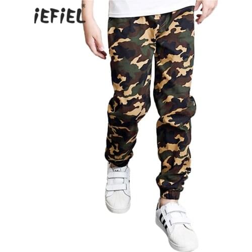 2021 Spring Children Boys Cotton Sport Pants Casual Camouflage Printed Teenage Girls Cargo pants Kids Trousers Beam Foot Pants
