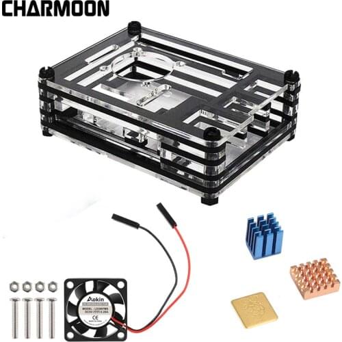 For Raspberry Pi 3 Enclosure Case 9 layer Acrylic Cover Shell with Cooling Fan for Raspberry Pi 3 Model B+ Plus