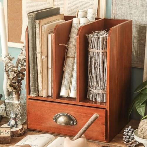 Товары для дома Desktop Storage Box Frame Document Stationery Desk Book Storages Frames Household Drawer Wooden Home Decoration