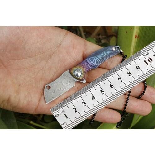 Damascus steel outdoor pocket folding knife peeling express knife camping hunting knife self-defense survival knife survival