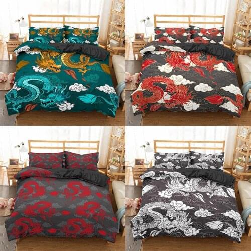 Luxury 3D Dragon Printed Bedding Set Cartoon Animals Duvet Cover Comfort/Quilt Sheet Pillowcase Bedroom Bed Set For Adults Kids