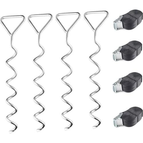 Trampoline Anchors Strap Trampoline Stakes Heavy Duty Spiral Stakes Anchor Kit With Straps Universal Safety Ground Anchor