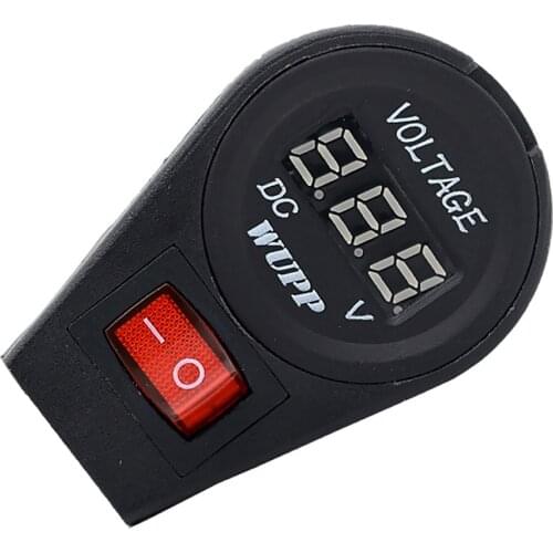 Motorcycle Waterproof Red LED Digital Voltmeter Socket Switch DC 12Volt